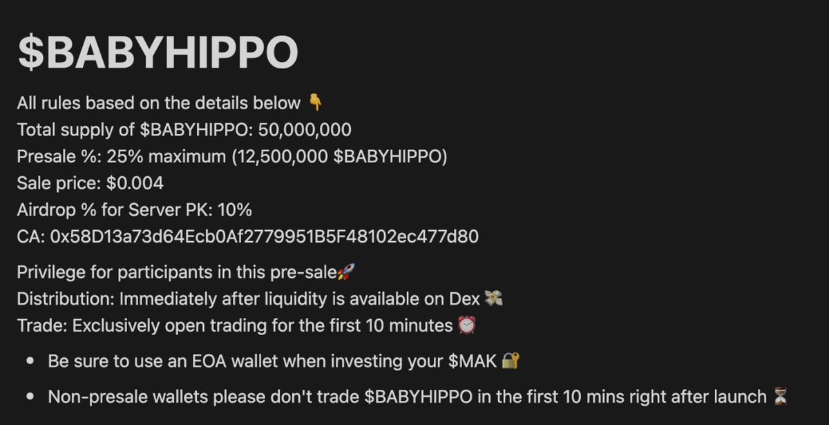 memecene's tweet photo. 🚀 MetaCene community’s 3rd AI Meme coin drop is LIVE! 🔥 Join the presale to grab a $BABYHIPPO airdrop + exclusive trading access!
⏳ Just 4 hours until $BABYHIPPO goes live! Let’s make it big, fam! https://t.co/NKMbG5IwP0