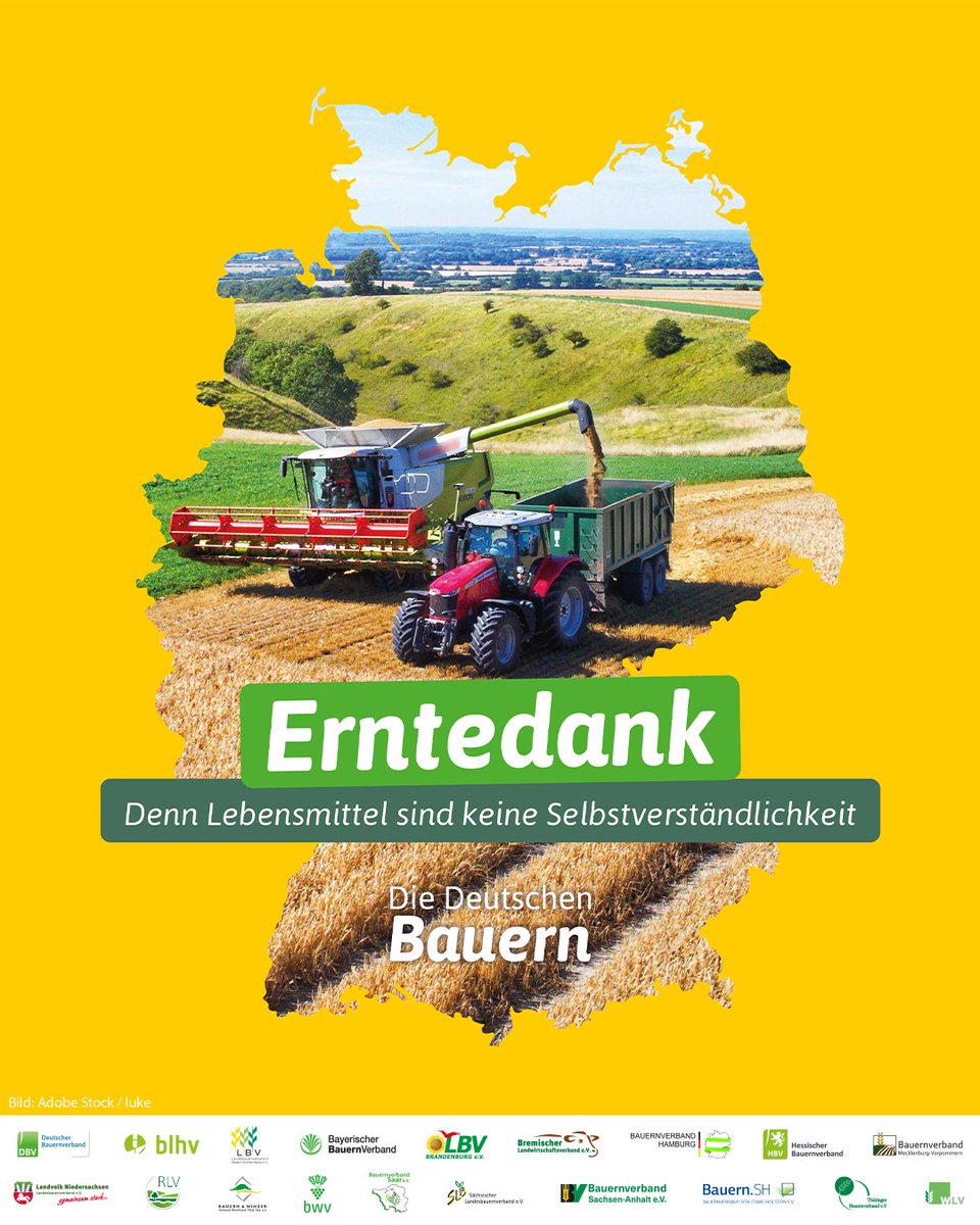 Erntedank ist für uns ein Fest des Innehaltens und der Reflexion. #Dankbarkeit für Lebensmittel lässt uns bewusster mit Ressourcen umgehen und erkennen, wie wichtig der gesicherte Zugang zu Nahrung ist. Gemeinsame Erntedankerklärung: bauernverband.de/presse-medien/…