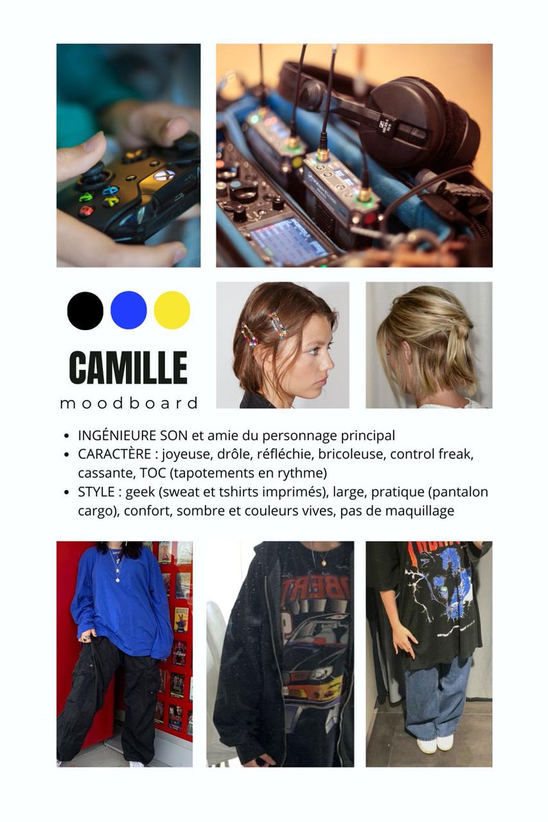 👗Nous avons finalisé les moodboards de nos personnages, les inspirations visuelle qui nous aide à capturer l'essence de chaque personnage 🎬 Les voici :

si jamais vous voulez voir le projet c'est ici fr.ulule.com/silence-ca-tou…