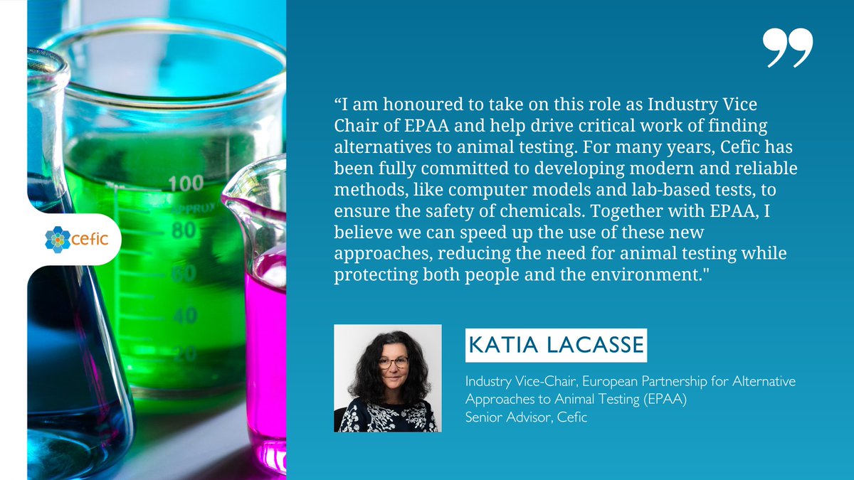 Cefic (@cefic) on Twitter photo We are proud to share that Katia Lacasse, Senior Advisor at Cefic, has been appointed Industry Vice Chair of <a href="/EPAA3Rs/">EPAA</a>. EPAA plays a crucial role in supporting Europeโs ambition to phase out animal testing for chemical safety. We are proud to share that Katia Lacasse, Senior Advisor at Cefic, has been appointed Industry Vice Chair of <a href="/EPAA3Rs/">EPAA</a>. EPAA plays a crucial role in supporting Europeโs ambition to phase out animal testing for chemical safety.