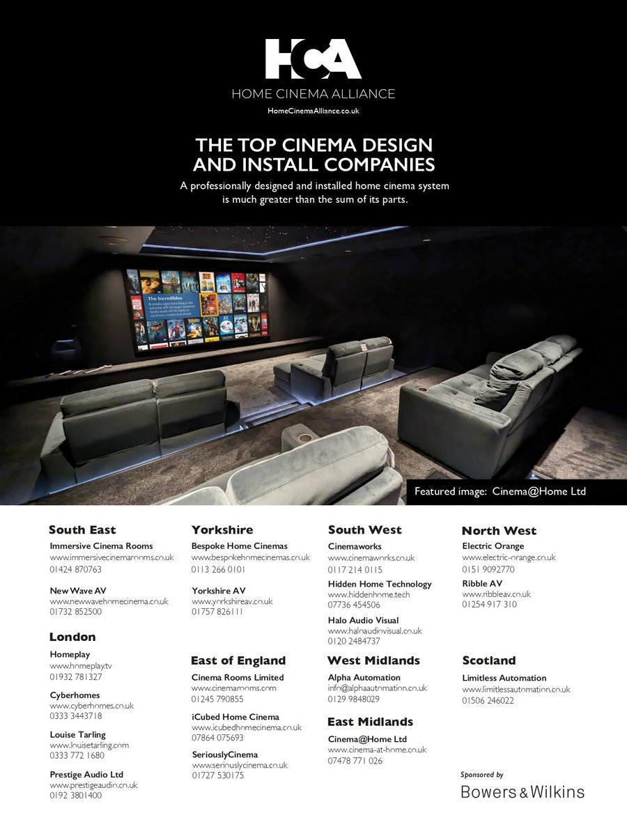 Home Cinema Alliance (@thehcauk) on Twitter photo Thank you, <a href="/HCCmag/">Home Cinema Choice</a> for featuring us in your final issue. We have proudly supported you for many years and are honoured to have been associated with such a respected, consumer focused publication.
Special thanks <a href="/CinemaHome2/">Cinema@Home</a> for this month's featured cinema! Thank you, <a href="/HCCmag/">Home Cinema Choice</a> for featuring us in your final issue. We have proudly supported you for many years and are honoured to have been associated with such a respected, consumer focused publication.
Special thanks <a href="/CinemaHome2/">Cinema@Home</a> for this month's featured cinema!