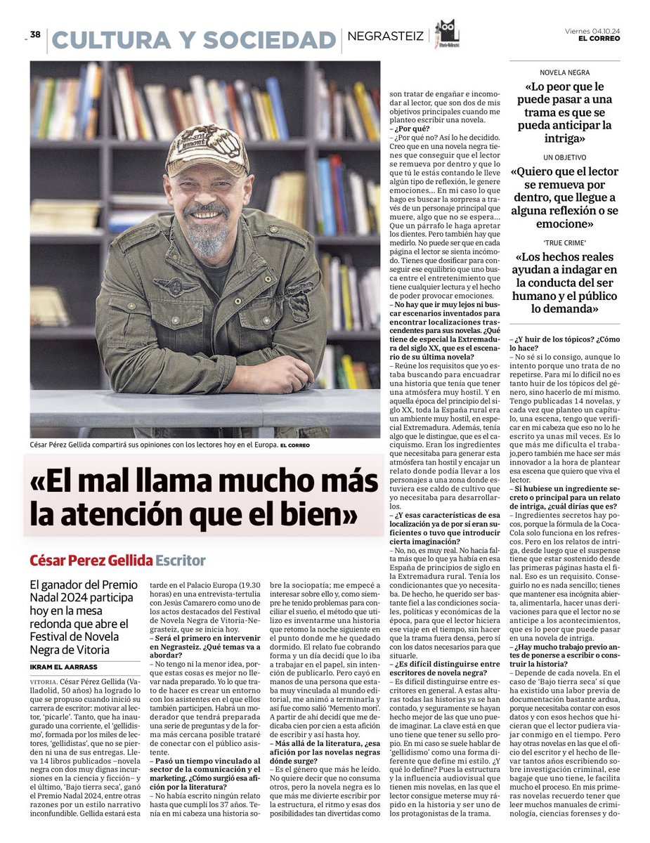 VNegrasteiz's tweet image. 🔴 No os podéis perder la entrevista que le realiza @elcorreo_alava a @cpgellida, en el día inaugural del II Festival @VNegrasteiz.