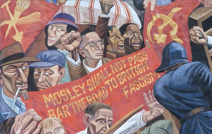 tribunemagazine's tweet photo. On this day in 1936, the Battle of Cable Street saw Oswald Mosley's fascists driven off the streets of London's East End. https://t.co/b4OwcPiGFN
