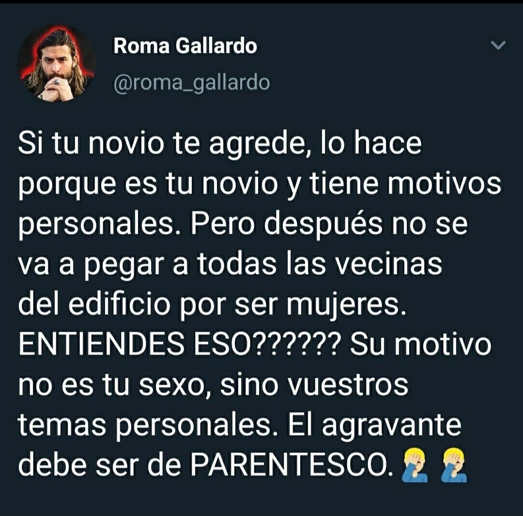 Qué se puede esperar de un misógino maltratador como Roma Gallardo, con declaraciones como estas.