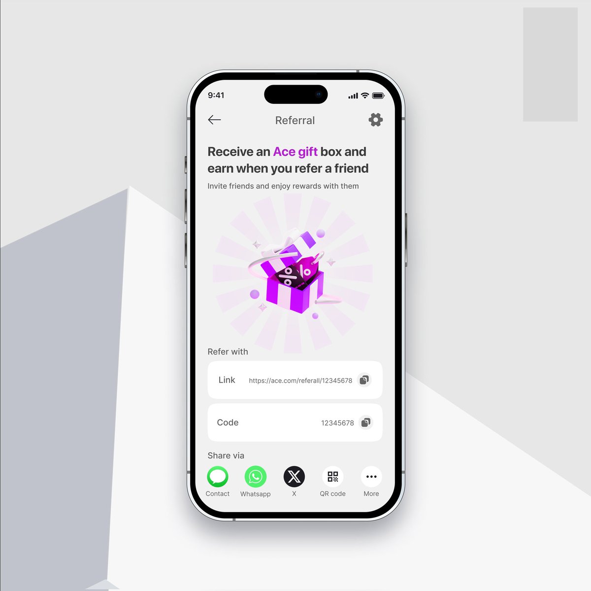 king_goodness's tweet photo. Day 14/100
Referall page for Ace gift card CEX app.

#100daysofweb3design  #Defi #blockchain #uiux #web3designer #productdesign #figma #cryptocurrency https://t.co/uYURIpOxQB