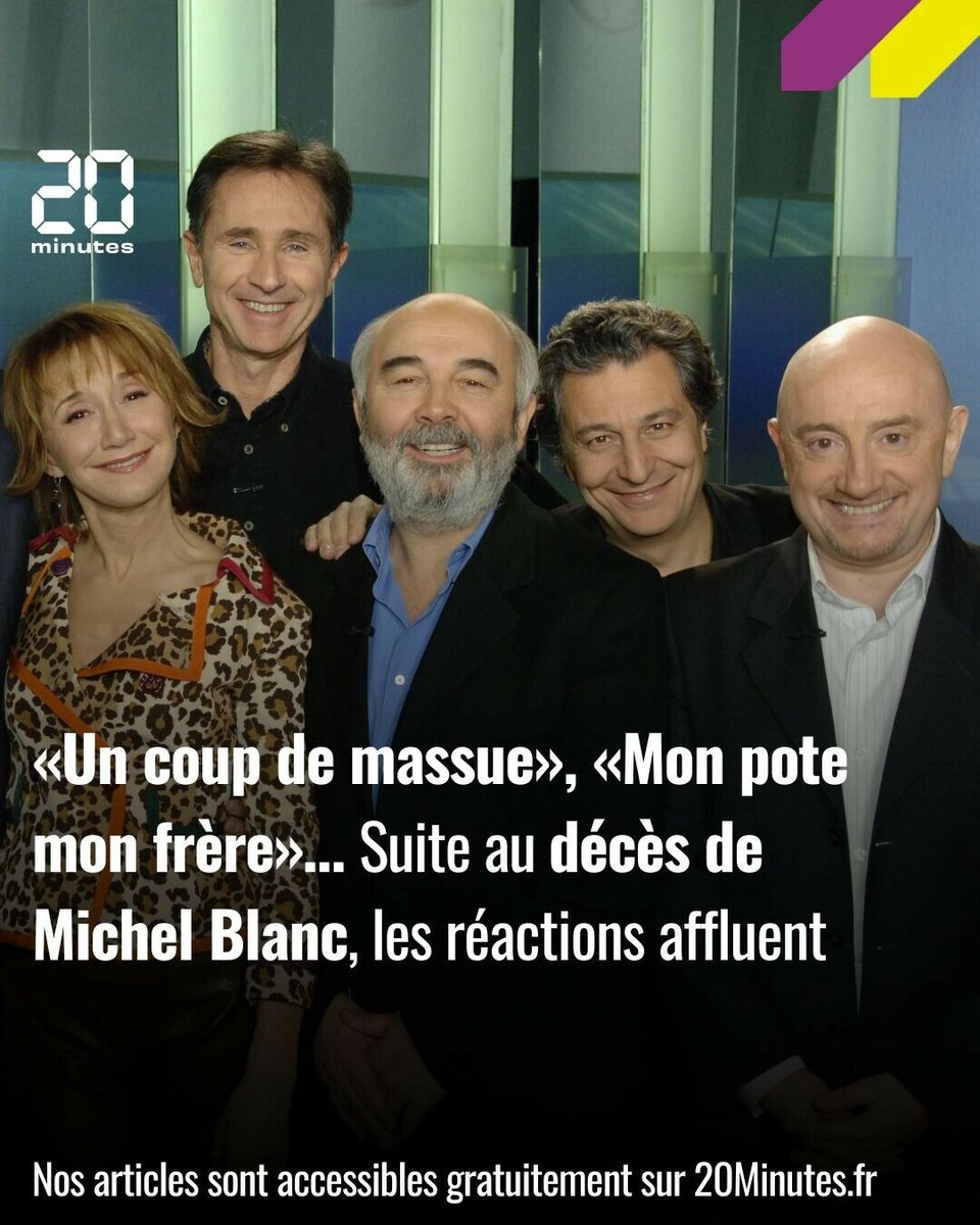20Minutes's tweet photo. 🕊️ Ses comparses du Splendid comme la jeune génération saluent un artiste multiple et attachant
➡️ https://t.co/2cKxrIUUAc
#MichelBlanc #LeSplendid #LesBronzés #LesBronzésfontduski #JeanClaudeDusse https://t.co/8fcZ4ERfl2