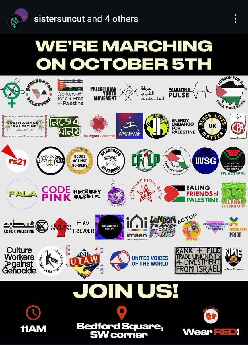 Join us at the rally for Palestine this Saturday. Meet outside the front entrance of the Richard Hoggart Building at 10am to travel together 🇵🇸🇵🇸🇵🇸