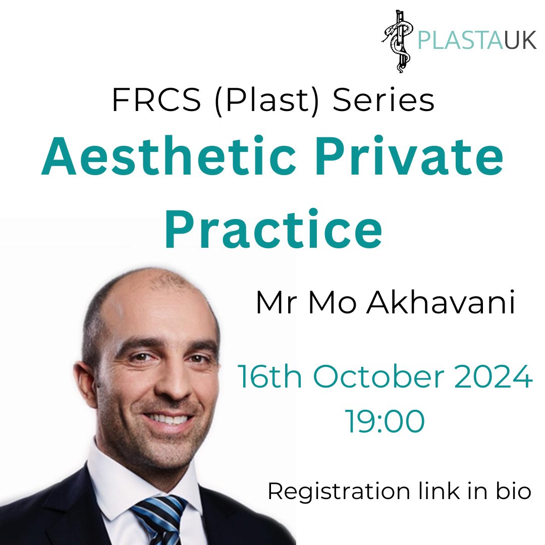 PLASTA (@plastauk) on Twitter photo The next webinar in our FRCS( Plast) series will cover tips and tricks for setting up your Aesthetic Private Practice by Mr Mo Akhavani. Click the link in our bio to sign up today! The next webinar in our FRCS( Plast) series will cover tips and tricks for setting up your Aesthetic Private Practice by Mr Mo Akhavani. Click the link in our bio to sign up today!