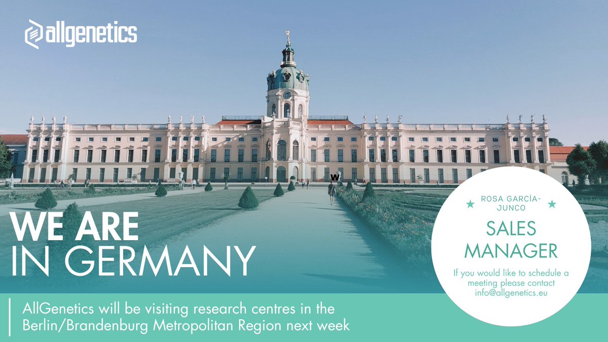 AllGenetics (@allgenetics) on Twitter photo Our colleague <a href="/rgarciajunco/">Rosa García-Junco</a> will be visiting German research centrers next week! Don't hesitate to schedule a meeting with her by contacting info@allgenetics.eu 🧬. Our colleague <a href="/rgarciajunco/">Rosa García-Junco</a> will be visiting German research centrers next week! Don't hesitate to schedule a meeting with her by contacting info@allgenetics.eu 🧬.