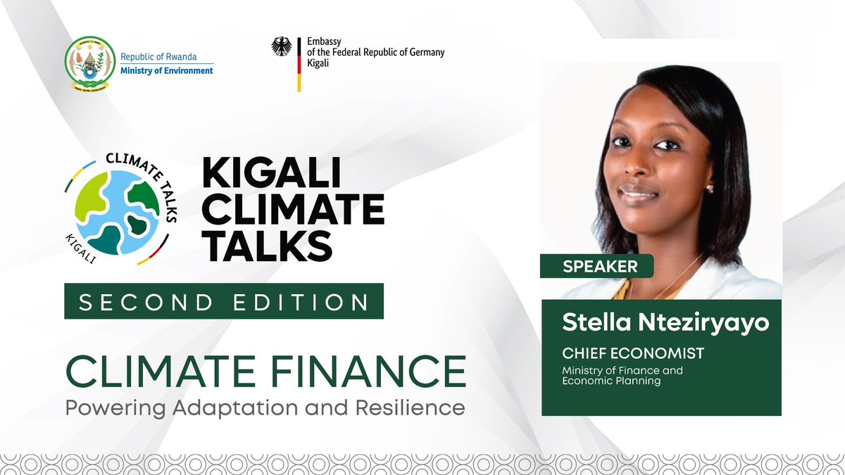 RwandaFinance's tweet photo. Discussing climate financig at the 2nd edition of #KigaliClimateTalks, our chief economist @stellarusine noted that the establishment of the National Climate Financing Strategy will allow  Rwanda to raise sizable and sustainable financing to support adaptation and resilience. https://t.co/wxF5rS0k0I