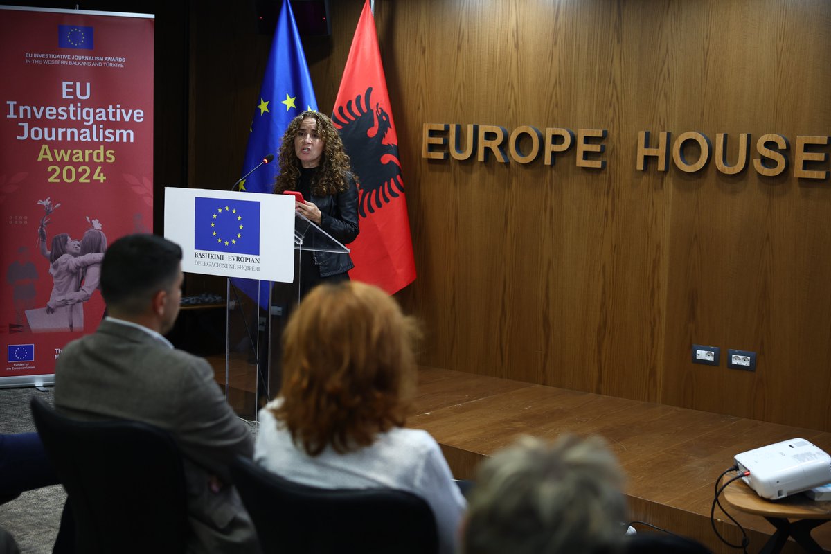 Meet #EUAward2024 winners for Albania! First place went to Anesti Barjamemaj &amp; Vladimir Karaj, second to Ola Xama, and third to Geri Emiri, Aida Ciro &amp; Aleksandar Dimitrievski.  Next up: Serbia’s winners! ✨

#EUAwards2024 #StrengtheningQualityJournalism