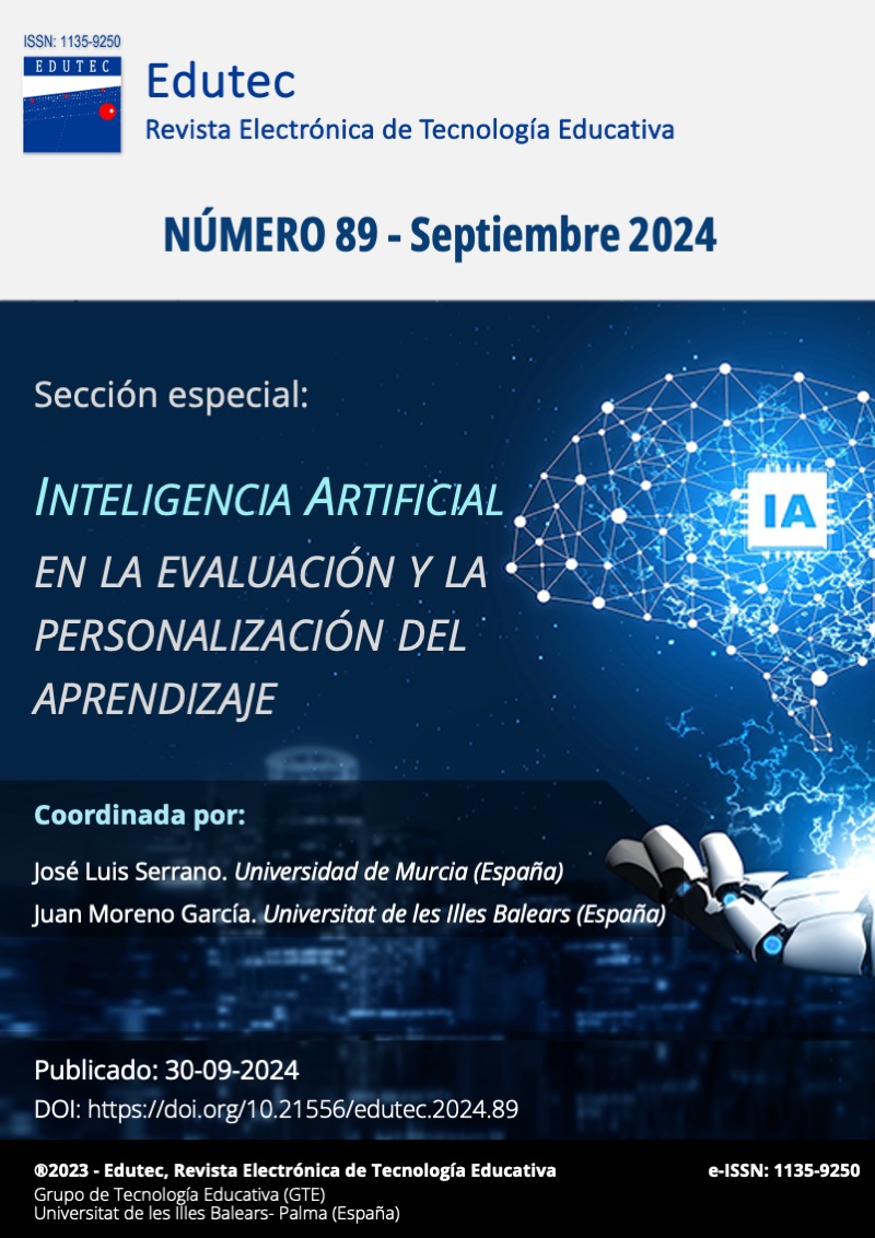 Núm. 89 (2024) <a href="/RevistaEdutec/">Revista Edutec</a>: SECCIÓN ESPECIAL: #InteligenciaArtificial en la evaluación y la personalización del #aprendizaje - Acceso: doi.org/10.21556/edute…