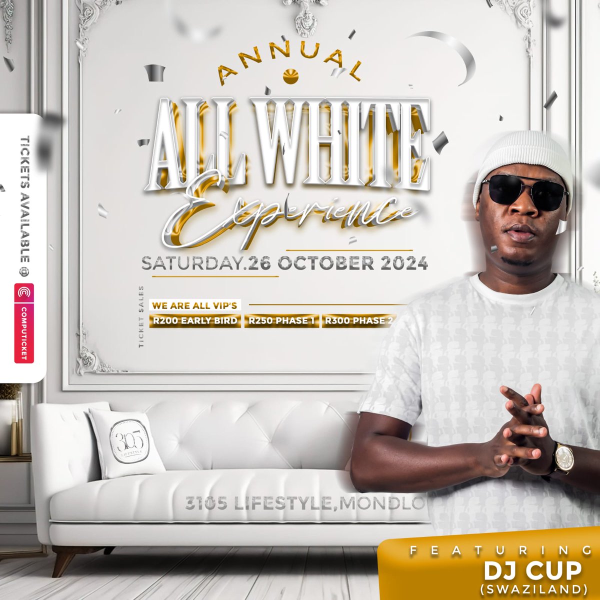 #Ofhouse for the annual All White Experience  3105_Lifestyle  Get your ticket Now 
See flier for Details..!!!

#3105Lifestyle
#allwhiteParty
#Newlife
#JustCantGetAway 
#HousemusicEswatini
