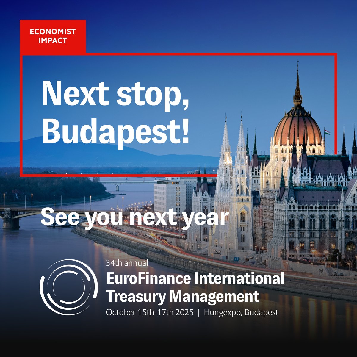 The next EuroFinance International Treasury Management will take place in Budapest where we will continue our commitment to drive the agenda and help treasurers thrive today. Join the waiting list for early registration and up-to-the-minute updates. unbouncepages.com/register-inter…