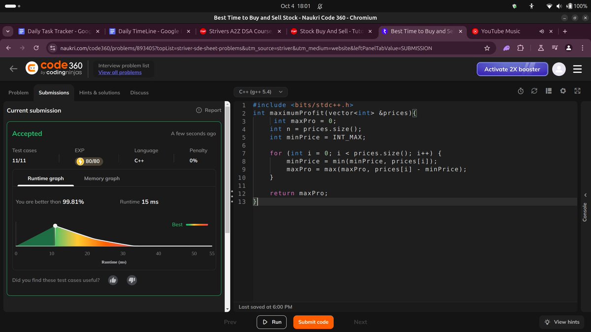 TusharS91319723's tweet image. 🚀 Day 5 of my #100DaysOfCode challenge! Today, I learned about Kadane's Algorithm and how to find the maximum subarray sum. 💡 Super useful for optimizing array problems!
Let’s connect and share insights! 💪
#DSA #KadanesAlgorithm #Coding #ProblemSolving #Learning