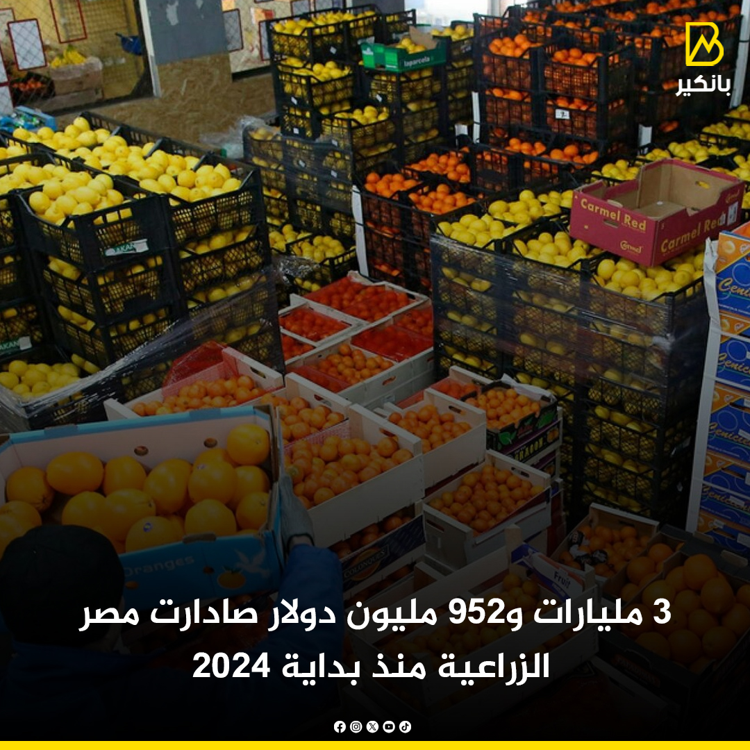 3 مليارات و952 مليون دولار صادارت مصر الزراعية منذ بداية 2024
banker.news/82442
#بانكير