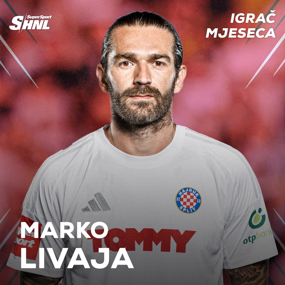 Napadač <a href="/hajduk/">HNK Hajduk Split</a> Marko Livaja ponovno je dobitnik nagrade za igrača mjeseca u #SuperSportHNL - najbolji je bio i rujnu! 🏆

Slavio je u izboru u kojem sudjeluju stručni panel, prvoligaški treneri i kapetani te navijači, a iza njega su se smjestili Toni Fruk, Marko Malenica, Leon