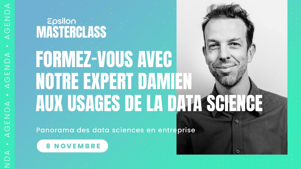 #Formation
Vous voulez renforcer vos compétences en data science et comprendre ses applications dans le monde professionnel ? Nous vous invitons à vous inscrire à la formation "Panorama des Data Sciences" !

📆 Le 8 novembre de 9h à 17h30
🔗 cutt.ly/zeOF8s94
🌐 A distance