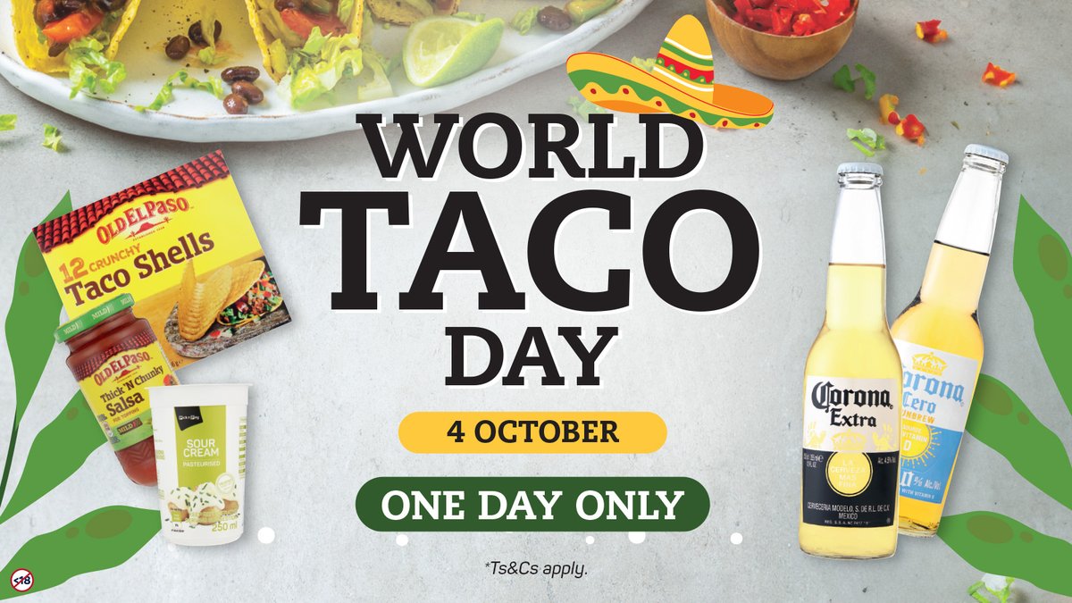 picknpayasap's tweet photo. Taco ’bout a great day, it’s World Taco Day! 🌮🥳
From tortillas to all your fillings and toppings, shop our Taste The World occasion for everything you need to make the perfect taco. 🤩
Shop NOW! 📲
#PnPasap! #WorldTacoDay https://t.co/OvaZWLrZpY