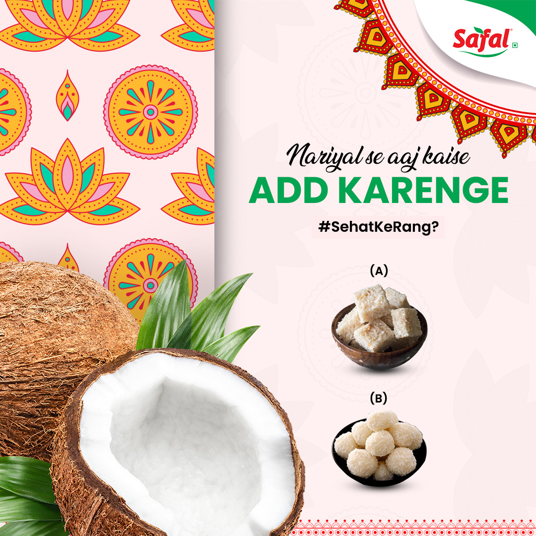 Purity, peace, and new horizons await us on Day 5 of Navratri, symbolised by pristine white. 

This color of Maa Skandamata reminds us of the power of a clean slate and the beauty of simplicity. ​
​
Navratri mein bharo #SehatKeRang​
​
#SafalStores #SafalFresh #coconut