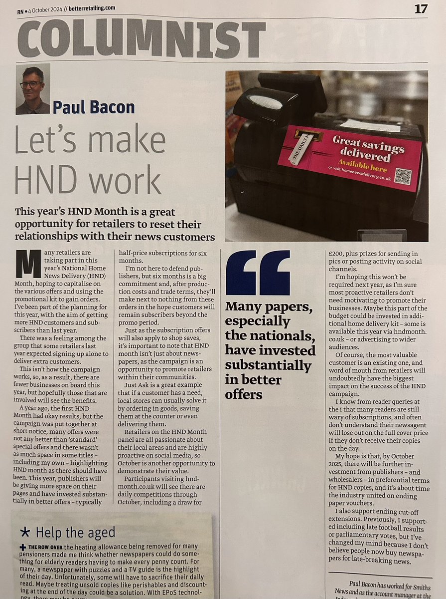 Jackie's News (@jackiesnews) on Twitter photo A good article written by <a href="/PaulBacon17/">Paul Bacon</a> in RN this week about
<a href="/HNDMonth/">National Home News Delivery Month</a> 🙌🏼 A good article written by <a href="/PaulBacon17/">Paul Bacon</a> in RN this week about
<a href="/HNDMonth/">National Home News Delivery Month</a> 🙌🏼