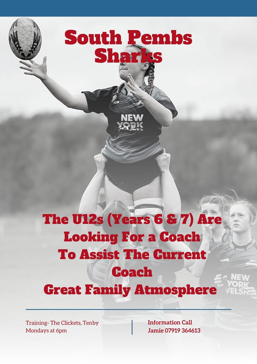 Calan Davies (@calandavies05) on Twitter photo ⚠️A great opportunity to get involved with coaching <a href="/SthPembsSharks/">SouthPembsSharks</a> ⚠️
WRU qualified coach or aspiring to gain qualification, contact Jamie for further information🦈 ⚠️A great opportunity to get involved with coaching <a href="/SthPembsSharks/">SouthPembsSharks</a> ⚠️
WRU qualified coach or aspiring to gain qualification, contact Jamie for further information🦈