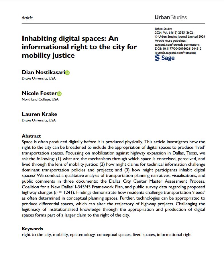 USJ_online's tweet photo. Inhabiting digital spaces: An informational right to the city for #mobility justice by Dian Nostikasari, Nicole Foster and Lauren Krake
https://t.co/FFNvi0vCKR
#LivedSpaces #RightToTheCity https://t.co/H6t00Z0yMR