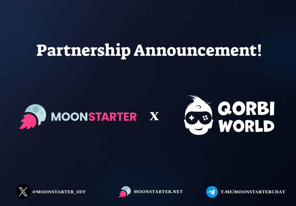 moonstarter_off's tweet photo. Dear Community,

We’re thrilled to announce our partnership with @QorbiWorld !

Full Details: https://t.co/6BMTnapowj

This partnership anticipates the #IDO that will take place on MoonStarter very soon, so stay tuned for the exact details! 👀

The #MoonStarter Team https://t.co/3br3nbzIjs