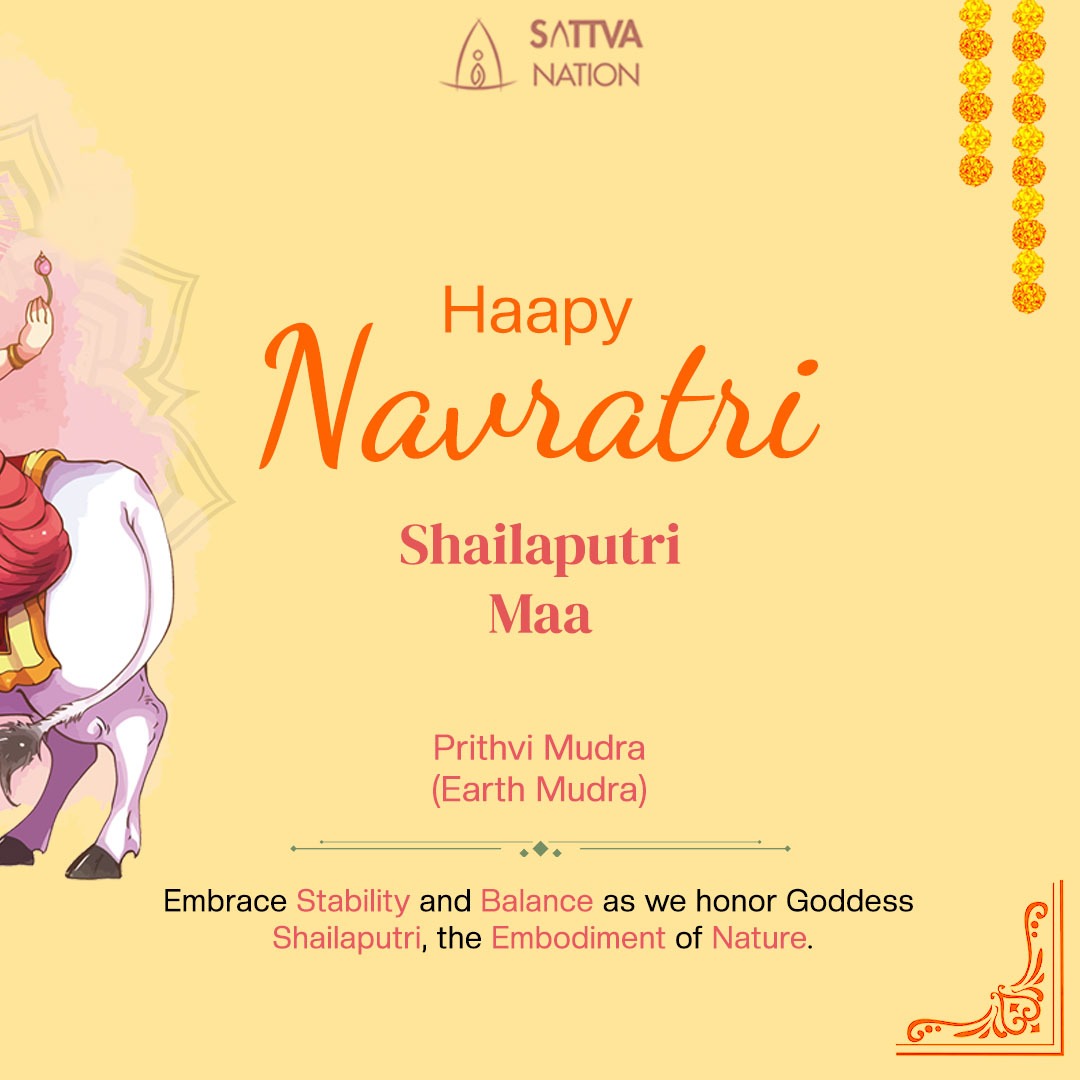 🌿✨ Day 1: Shailaputri ✨🌿
Today, we honor Goddess Shailaputri, the embodiment of nature and the essence of stability. 🌍👐 

Let’s embrace the grounding energy of the Earth Mudra (Prithvi Mudra) and seek balance in our lives.

#GoddessShailaputri #PrithviMudra #Stability
