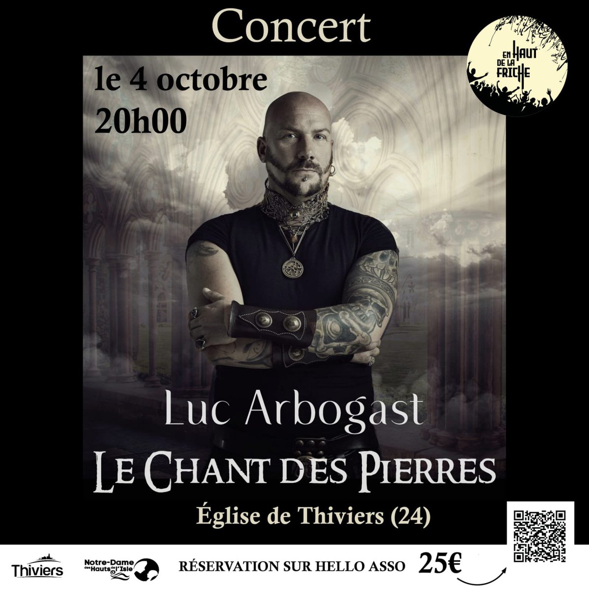 Ce soir à Thiviers en Dordogne. On vous attend 👍🎵🎵🔥 Luc Arbogast contretenor médiéval -trad avec tessiture de 5 octaves