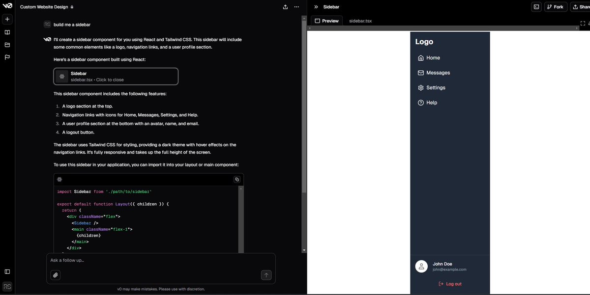 rohanBuilds's tweet image. 🌟 Did You Know?

Explore v0.dev/chat for AI that elevate your productivity!

🤖 Instant Answers
💬 Create Components,Designs,Logics 
🛠️ Install Responses as Shadcn Components
📈 Boost Your Productivity
Upgrade your Coding Experience Today! 🚀
 #AI #Vercel #v0dev