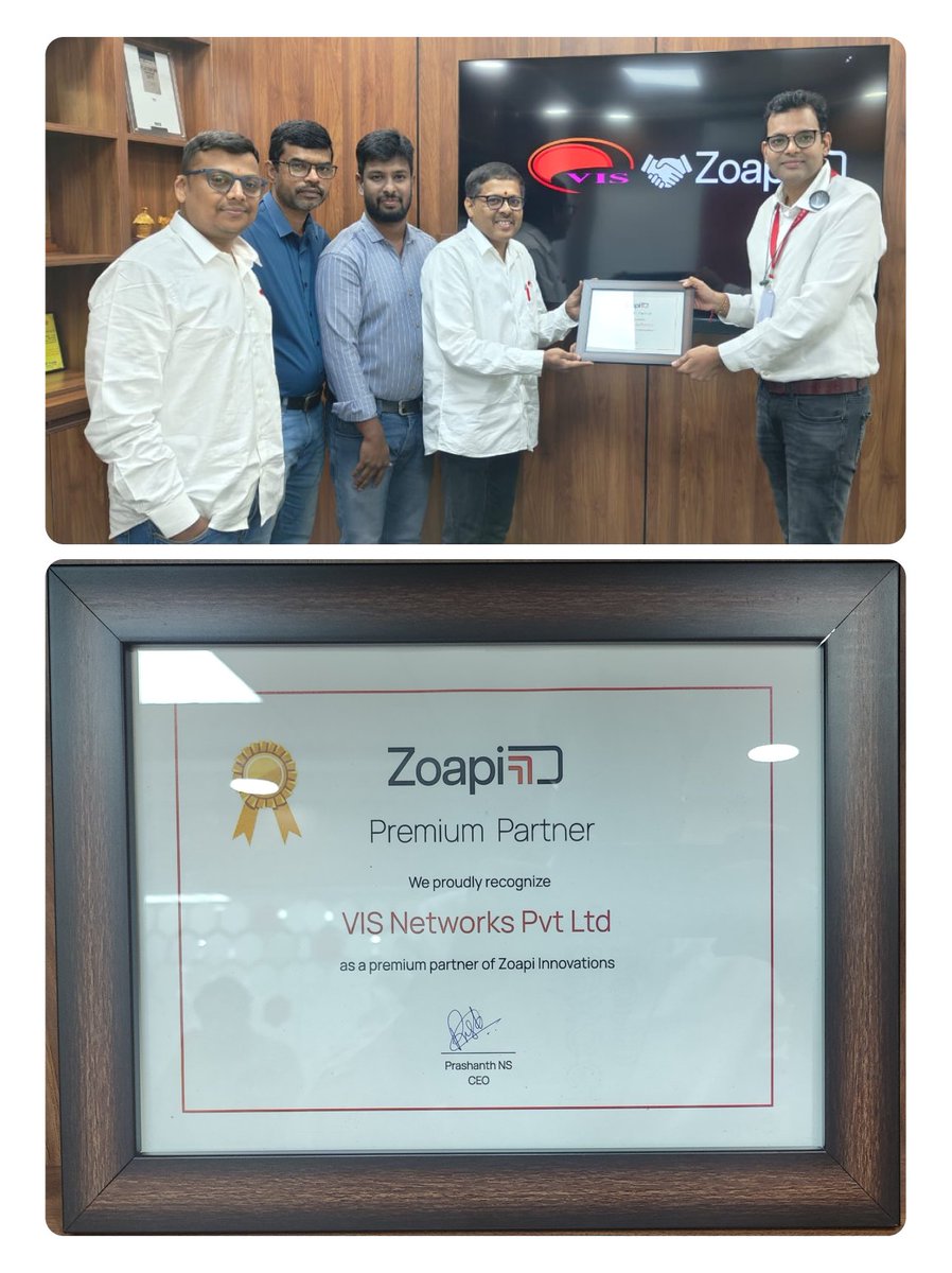 VISNETWORKS's tweet photo. Thrilled to announce that we've upgraded our partnership with Zoapi to 'Premium Partner' status! Together, weโre set to deliver even greater value through enhanced collaboration, driving innovation and excellence in the tech landscape.
#Partnership #PremiumPartner #Zoapi #Collab https://t.co/EstWzYiSlw