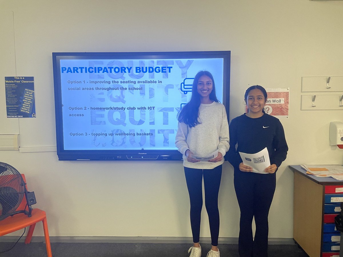Well done to our Pupil Equity Team who presented at all our Year Group Assemblies this week about Equity and our Participatory Budget consultation. Image below shows 2 of this team getting their presentation ready.