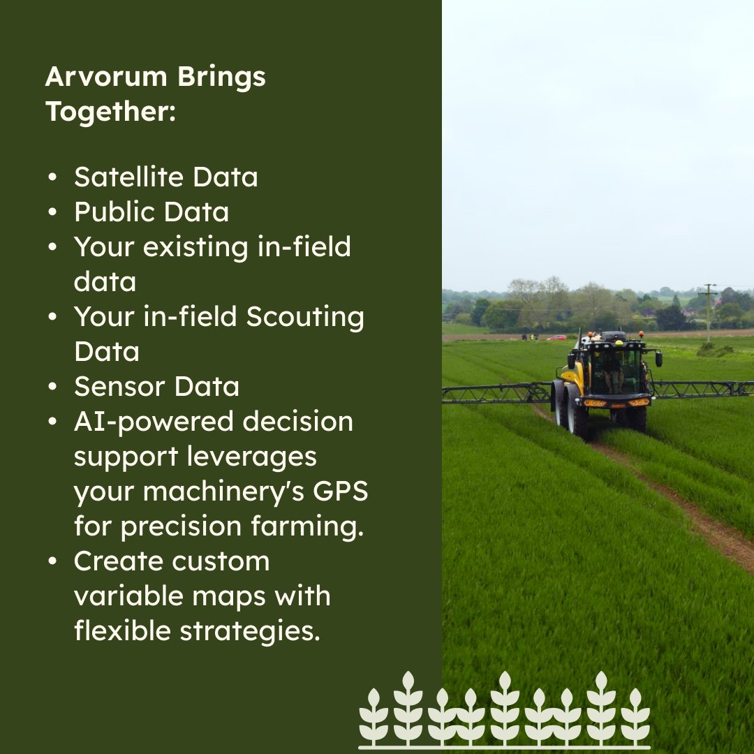 arvorum's tweet image. Arvorum integrates all your farm data—satellite, public, in-field, sensor, and scouting—powered by AI and GPS for precision farming. Plus, create custom variable maps for smarter strategies! 🌾🚜 

#FarmTip #FarmingTool #PrecisionFarming #FarmingUK #AgriTech