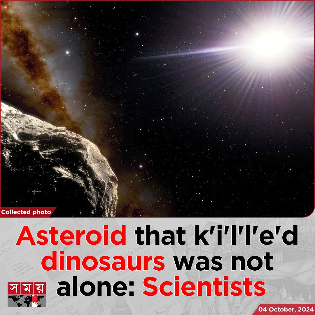 somoytv's tweet image. Scientists have confirmed that the huge asteroid that hit Earth and wiped out the dinosaurs 66 million years ago was not alone.

Read more : en.somoynews.tv/news/2024-10-0…

Follow us on instagram: instagram.com/en.somoynews.t…

#ScienceAndTech #asteroid #dinosaurus #somoytv