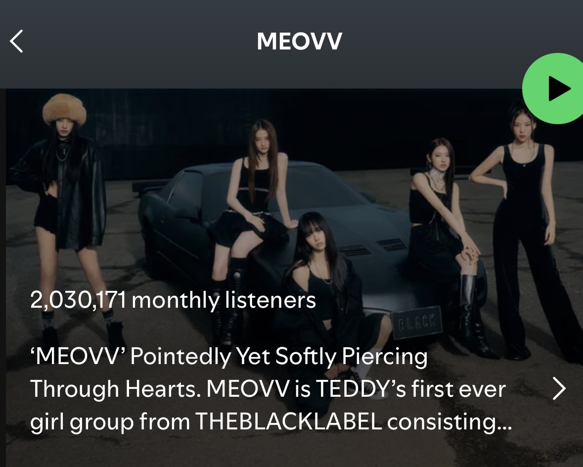 2m monthly listeners on Spotify 

Congratulations 🙌 🥳 

#meovv   #미야오 <a href="/OFFICIAL_MEOVV/">MEOVV</a>
