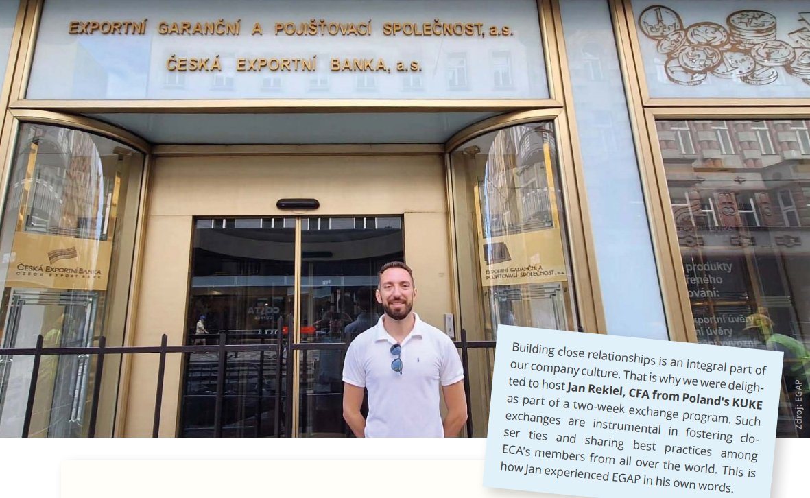 infoegap's tweet photo. Jan Rekiel, kolega z exportní kreditní agentury #KUKE, u nás ve Vodičkově ulici strávil 14 dní, během kterých si v duchu „best practice“ vyměňoval praktické zkušenosti se svými českými kolegy.
Jak na pilotní projekt vzpomíná? Řekne vám to sám v  nejnovějším čísle našeho časopisu 👉 https://t.co/1P5mVDlta8 (str. 22)

#ECA #Polsko #bestpractice