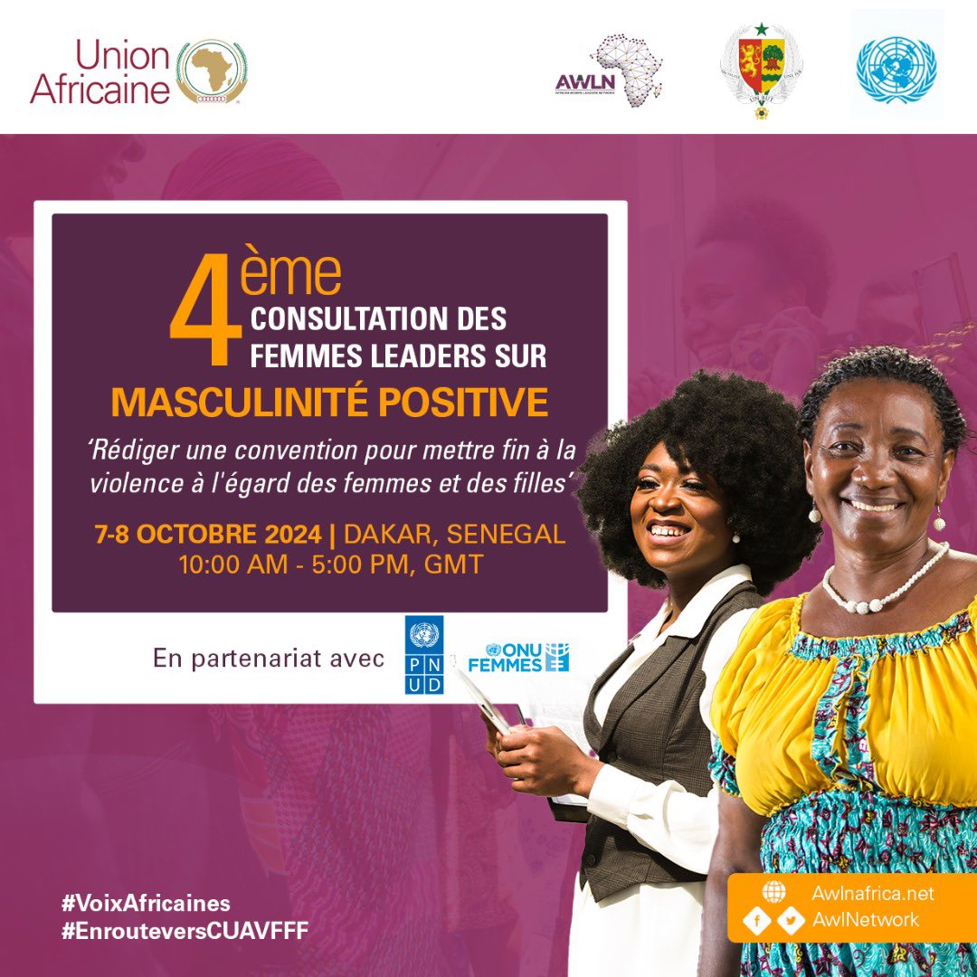 AWLNetwork (@awlnetwork) on Twitter photo 📍 Les femmes leaders africaines façonnent un avenir sans violence à l'égard des femmes et des filles lors de la consultation de Dakar, sensibilisant et mobilisant le soutien pour la #Convention
🗓 7-8 oct.2024 ⏰ 10h00
Restez connectés pour +
<a href="/onufemmesSN/">ONU Femmes Sénégal</a> <a href="/AwlnSn/">AWLN Chapitre Sénégal🇸🇳</a> <a href="/PNUDSenegal/">PNUD Sénégal</a> 📍 Les femmes leaders africaines façonnent un avenir sans violence à l'égard des femmes et des filles lors de la consultation de Dakar, sensibilisant et mobilisant le soutien pour la #Convention
🗓 7-8 oct.2024 ⏰ 10h00
Restez connectés pour +
<a href="/onufemmesSN/">ONU Femmes Sénégal</a> <a href="/AwlnSn/">AWLN Chapitre Sénégal🇸🇳</a> <a href="/PNUDSenegal/">PNUD Sénégal</a>