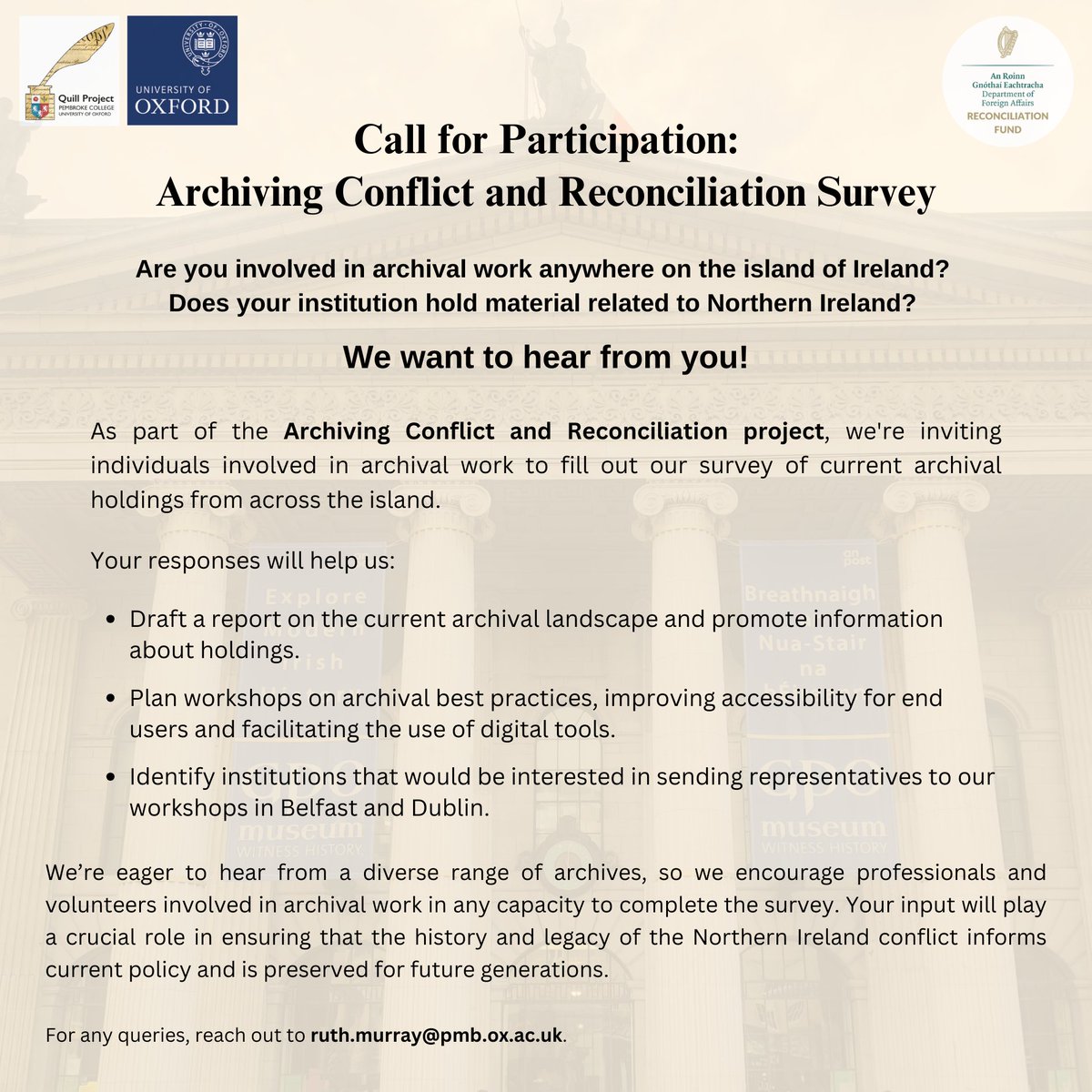 📢Calling all archival professionals and volunteers!📢
Share this post and link widely - we want to hear from as many archives as possible!

Link to survey - forms.office.com/e/BkzJFB1iR0
To know more about the project, visit quillproject.net/m2/features/wr…

#archives #survey #northernireland