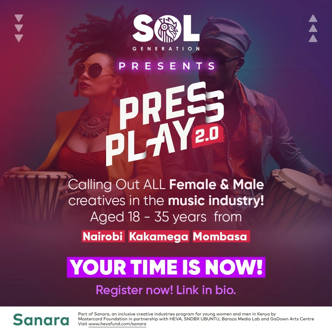 solgeneration_'s tweet image. Generation Presents: PressPlay 2.0!🔥

The second wave of our ground breaking artist development program aiming to empower young creatives across Kenya.
We're calling out all male and female talent in the music scene from across Kenya to seize this opportunity!

Link in bio!