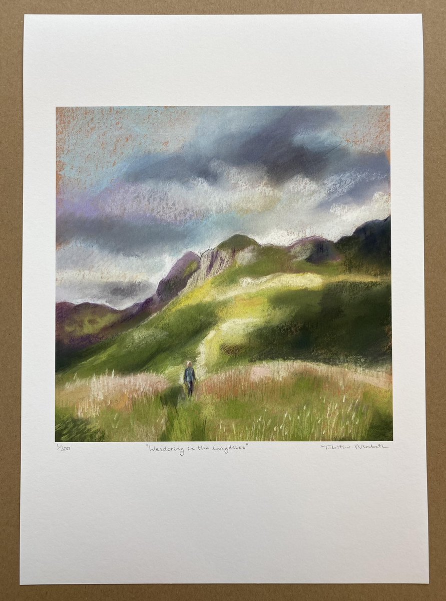 “Wandering in the Langdales”. You can now find limited edition Giclee prints of this piece here: folksy.com/items/8395115-… &amp; here tabithamacbethart.etsy.com/listing/180466… ! 
I aimed to evoke the feeling of wandering in the vast beauty of the Lake District!  

#ElevensesHour #MHHSBD #CraftBizParty