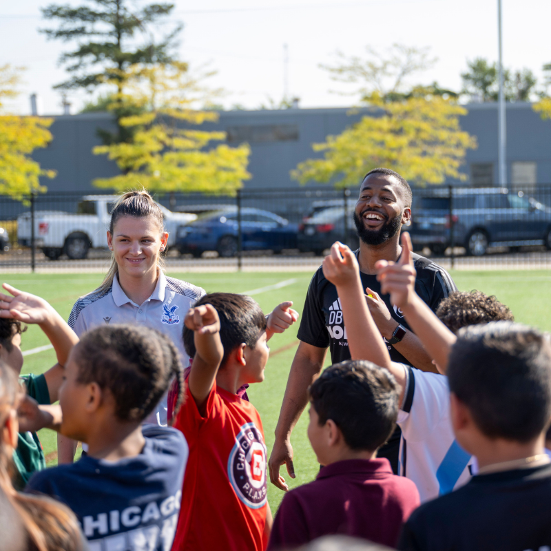 PalaceForLife's tweet photo. We're super proud of Gemma Staple, our Female Engagement Officer, who represented Palace for Life in Chicago for the Premier League Morning’s Live fan event last month, where she led football sessions for local kids.  ❤️💙

@PLinUSA @CPFC