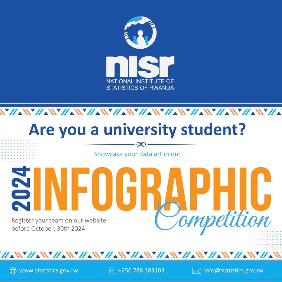 statisticsRW's tweet image. University students, ready to take your design game to the next level? Join our #InfographicCompetition! Stand out with your unique visuals and win fantastic prizes. Deadline’s approaching—register your team today!
👇👇
shorturl.at/hf9ut