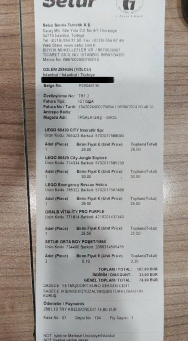 ❌ AK Parti Grup Başkanvekili Özlem Zengin’in ( <a href="/AvOzlemZengin/">Av. Özlem Zengin 🇹🇷</a> ) Yunanistan’da 20-30 bin liraya satılan özel oyuncak serisi aldığı iddia edildi.

✅ Özlem Zengin iddiayı yalanladı. Alışverişi Türkiye’de yaptığına dair faturaları paylaştı. Alışverişin toplamı 2.861 TL.