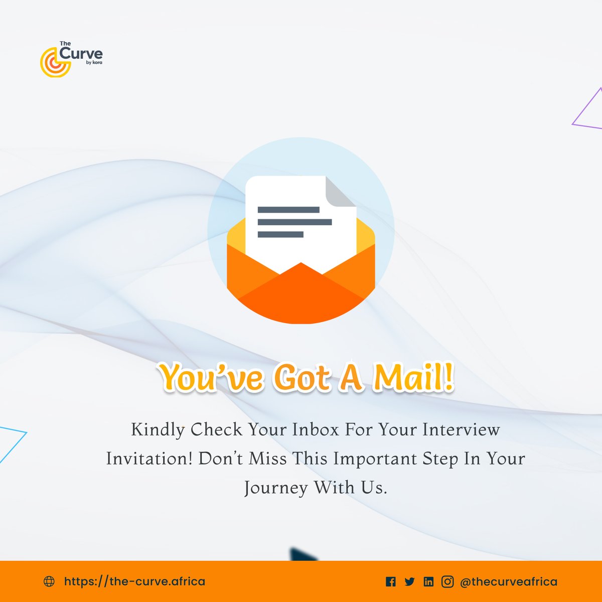 thecurveafrica's tweet image. Kindly check your inbox for your interview invitation! Don’t miss this important step in your journey with us. Be sure to confirm your attendance ASAP. We can't wait to meet you!
#thecurveafrica #thecurveafricabykora #africa #impact #softwaredeveloper #tech #tagafriend