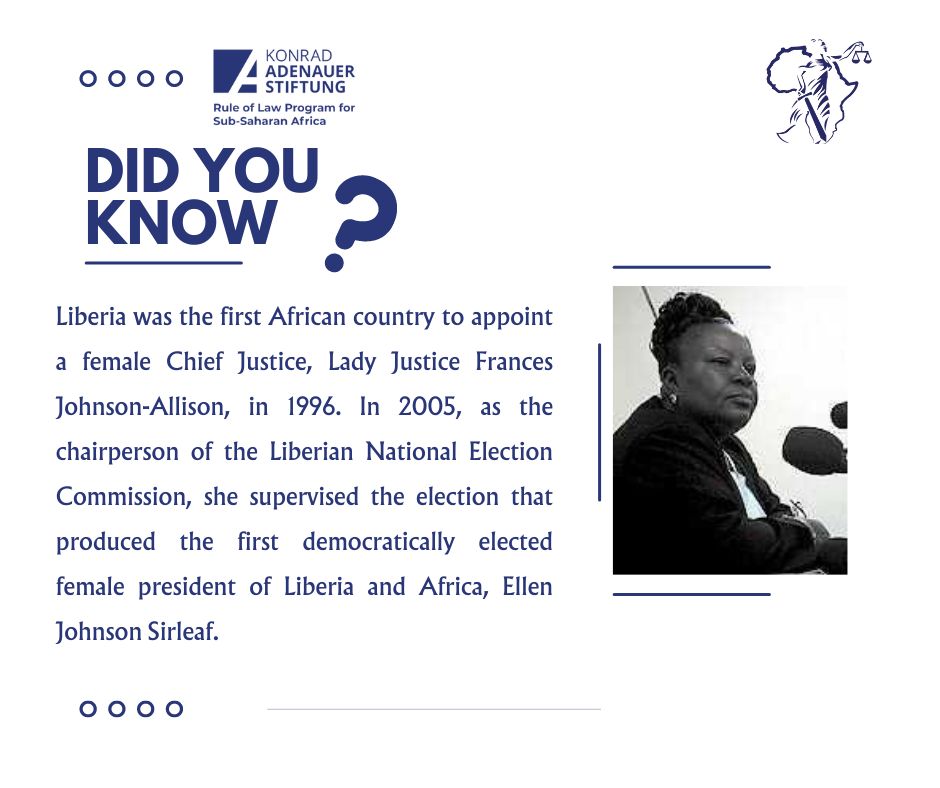 KAS Rule of Law Program for Sub-Saharan Africa (@kas_lawafrica) on Twitter photo We celebrate Frances Johnson, Liberia’s first female Chief Justice, who supervised the election of Africa’s first democratically elected female president! This aligns with our mission to empower women through our guidebook found on: kas.de/en/web/rspssa/…
<a href="/fidakenya/">FIDA-Kenya</a> We celebrate Frances Johnson, Liberia’s first female Chief Justice, who supervised the election of Africa’s first democratically elected female president! This aligns with our mission to empower women through our guidebook found on: kas.de/en/web/rspssa/…
<a href="/fidakenya/">FIDA-Kenya</a>