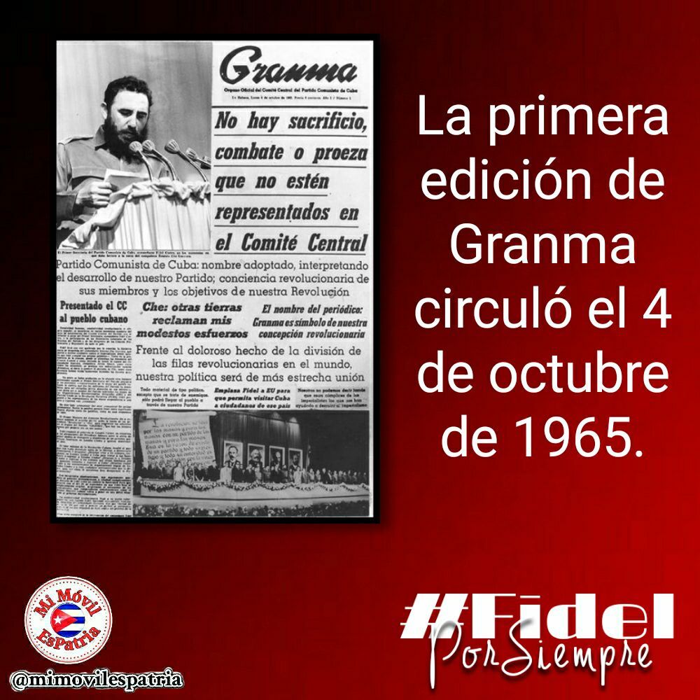 Un día como ayer, en 1965, se fundó. El 4/10/65 circuló su primer número. #CubaViveEnSuHistoria, y está reflejada en Granma. ¡Felicidades a sus trabajadores y a todos sus lectores!