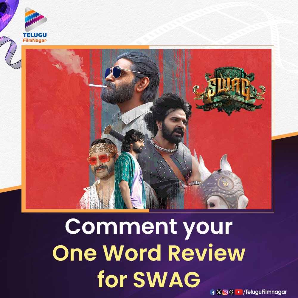 telugufilmnagar's tweet photo. Hello Movie Buffs π
What's your one word review about the @sreevishnuoffl's movie #SWAG π€©
Comment down and let us know your reviews π
#SreeVishnu #RituVarma #Hasith #TeluguFilmNagar https://t.co/MoTa9lRSK7