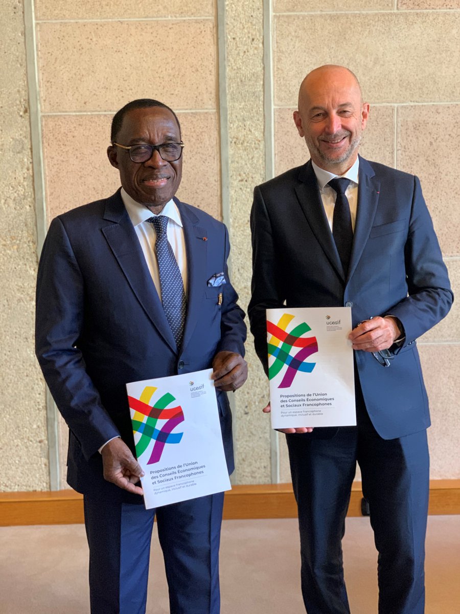 Avant de rejoindre le #SommetdelaFrancophonie <a href="/ThierryBeaudet/">Thierry Beaudet</a> Président et M. Aka Aouélé, 1er Vice Président <a href="/UCESISF/">UCESIF</a> ont échangé sur les Propositions portées par les sociétés civiles organisées de 24 pays "Pour un espace francophone dynamique, inclusif et durable"