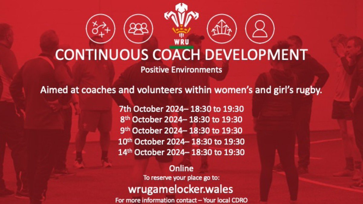 Breezey_boy's tweet image. Are you coaching within the female game? 

Why not join one of the sessions below and talk about creating positive environments.

Visit the WRU Game locker on the link below to book a place 👇

wrugamelocker.wales/en/courses/

#CPD #womensrugby #clubdevelopment #positive